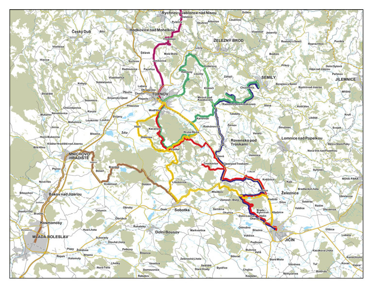 Mapa - Cyklobusy Český ráj - léto 2016